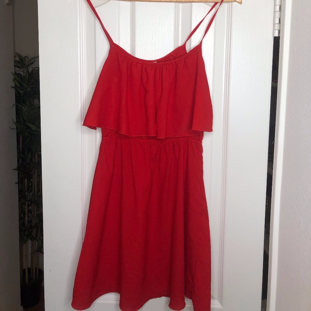 Fire Red Flowy Mini Dress
